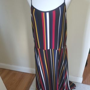 Multi color stripe dress double slit 2x